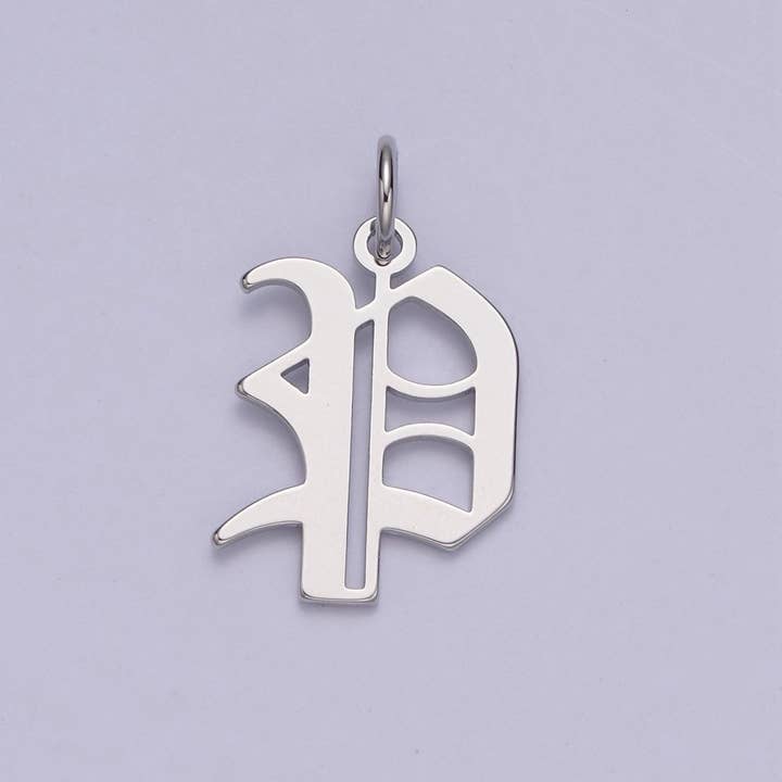 Aim Eternal - Wholesale Individual Charm/Pendant - Gothic Letter Charm, Alphabet Charm, Silver Letter Charm, 26 Letters Initial Charms Old English Letter Pendant A690~A70215
