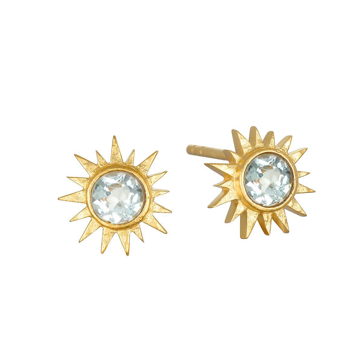 Satya Jewelry - Wholesale Stud/Post Earrings - Blue Topaz Starburst Earrings0