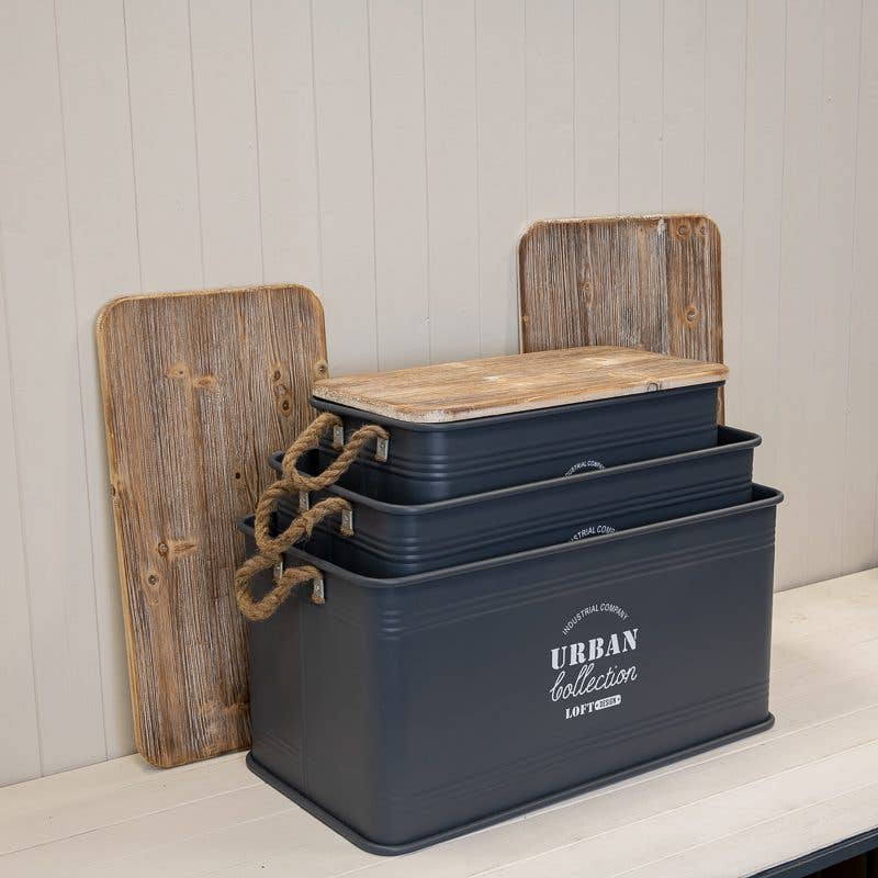 Satchville – wholesale Trunk – Set Of Three Grey Urban Rectangular Storage Containers3