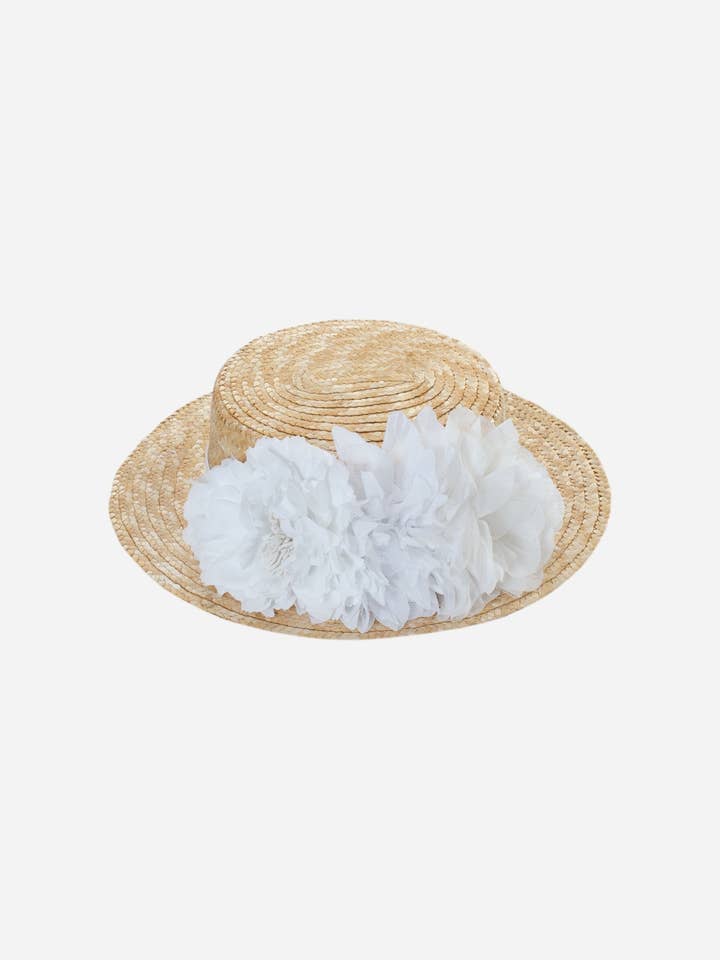Girls straw hat decorated with flowers for wholesale by Patachou