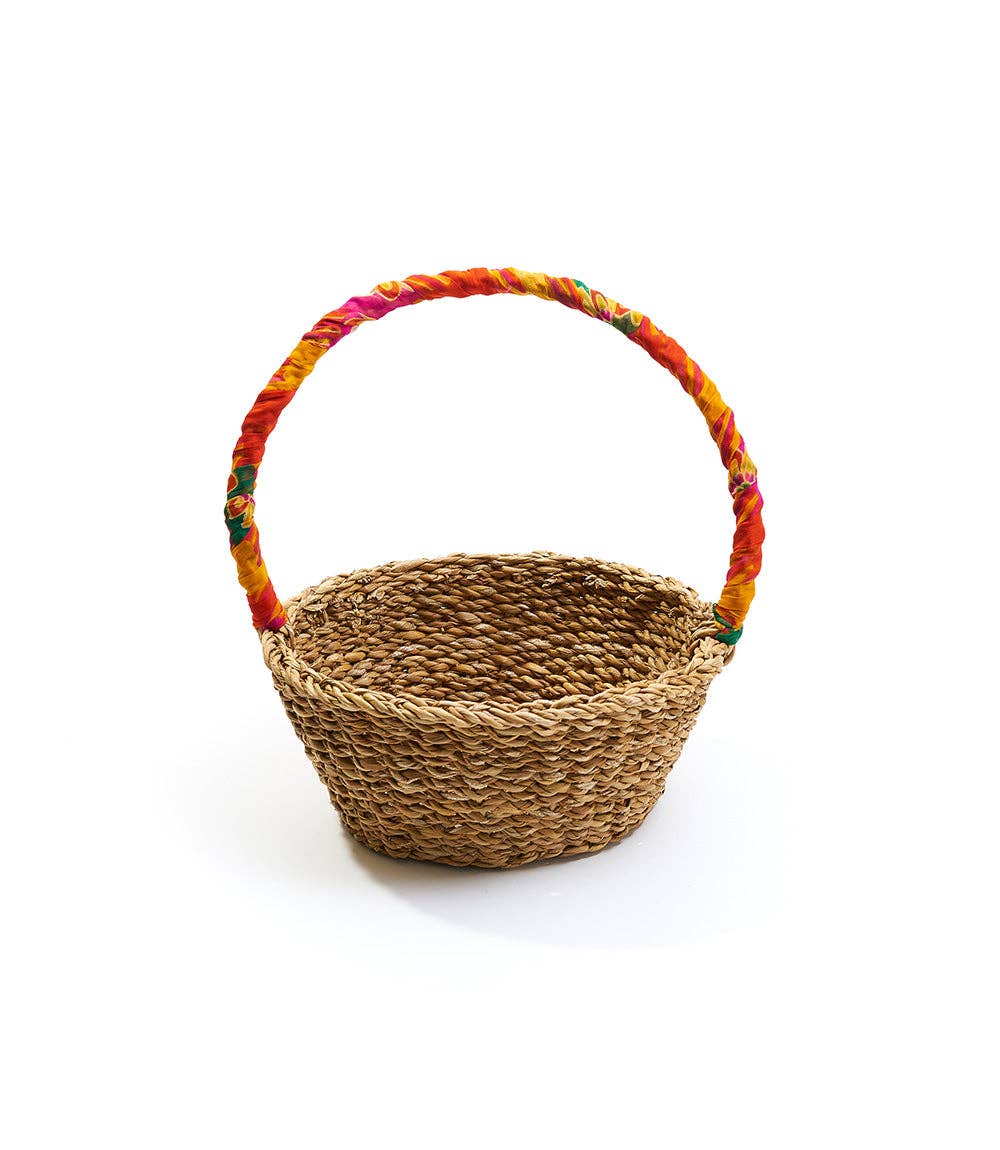 Matr Boomie Fair Trade - Wholesale Basket - Harvest Long Handle Easter Basket - Hand Woven, Upcycled Sari1