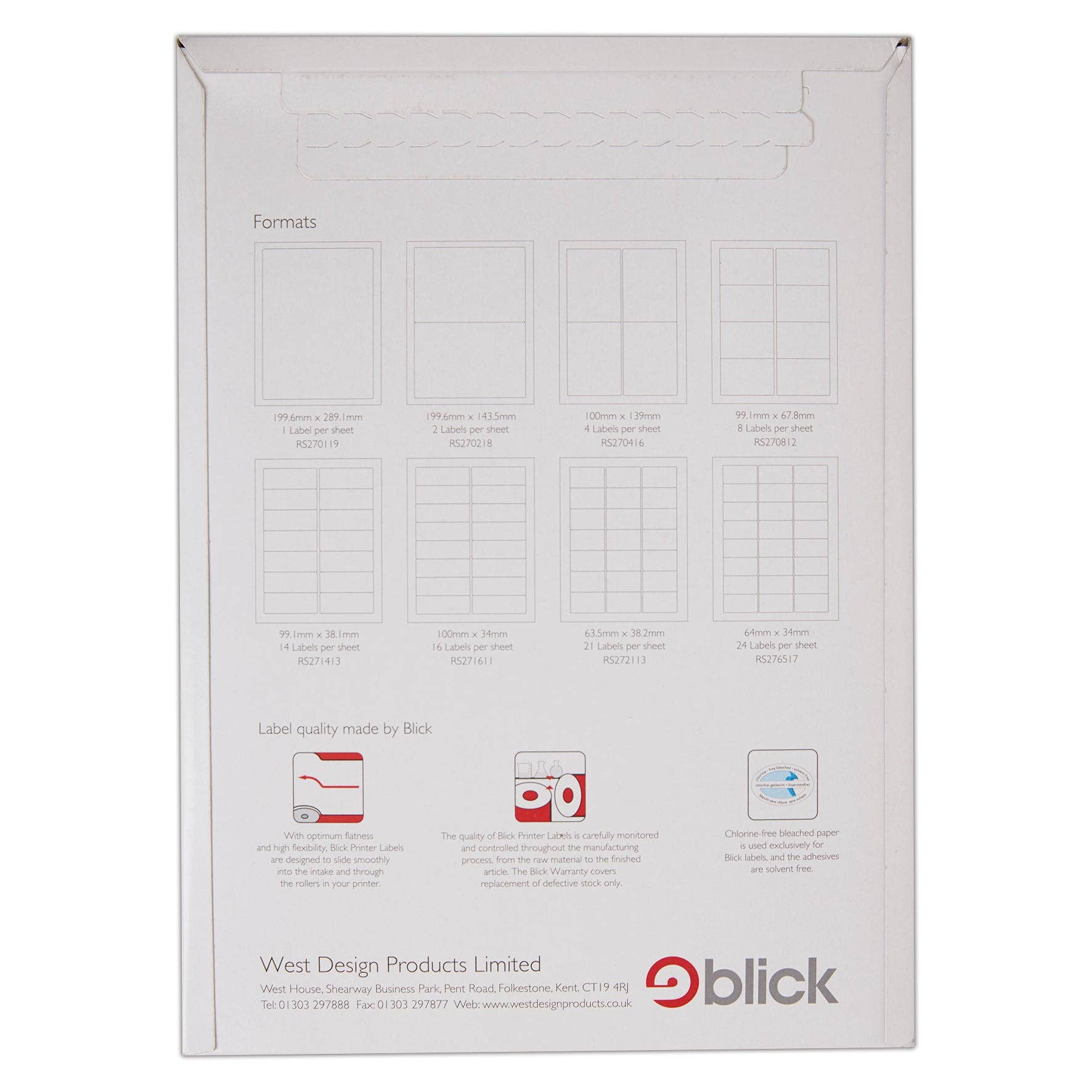 West Design Products - Wholesale Gift Tag Label - Blick Labels Multi A4 24Up Sq 70 x 35mm 100 Sheets1