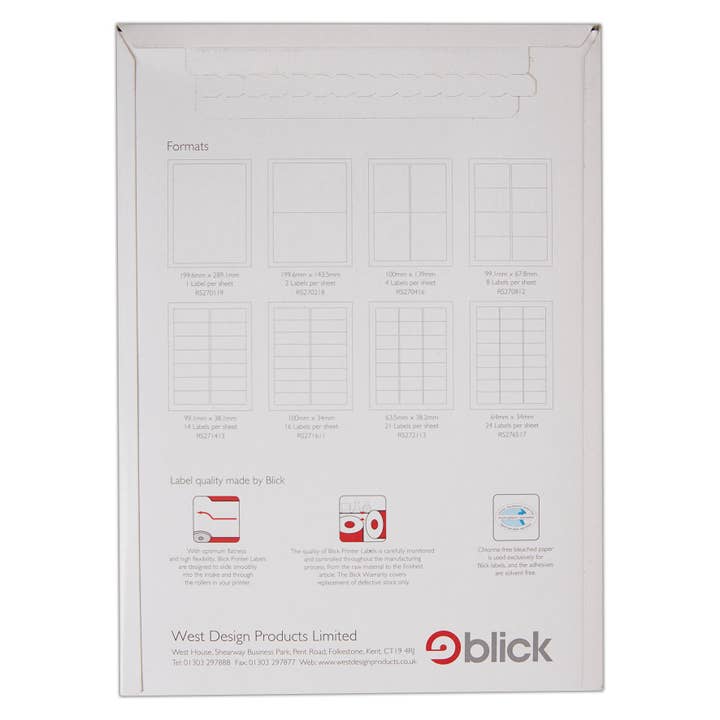 West Design Products - Wholesale Gift Tag Label - Blick Labels Multi A4 24Up Sq 70 x 35mm 100 Sheets1