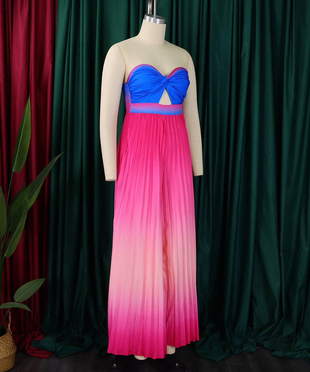 Aria Romance - Wholesale Jumpsuit - Women's - Gradient Strapless Wide-Leg Jumpsuit4