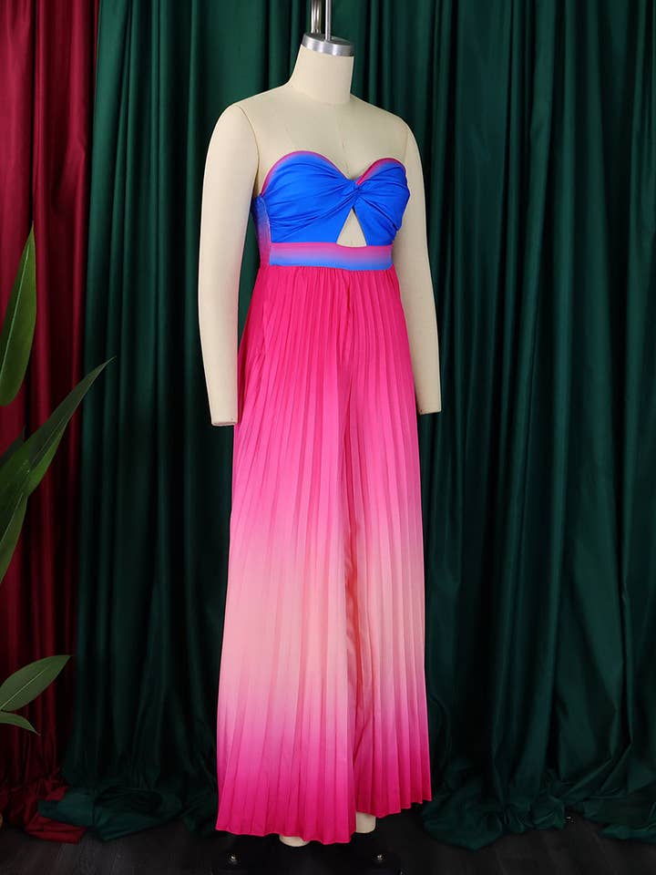 Aria Romance - Wholesale Jumpsuit - Women's - Gradient Strapless Wide-Leg Jumpsuit4