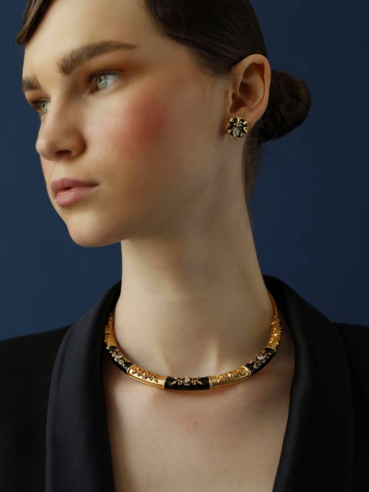 Baroque Enamel Hasli Necklace for wholesale by Melrosia London