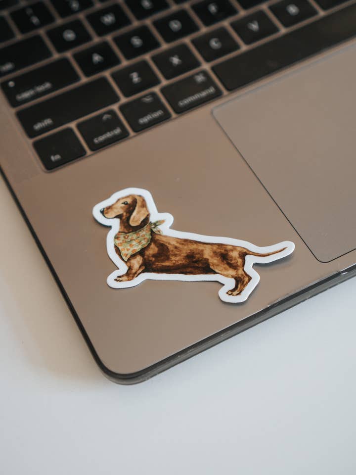 Weenie Hund Gravhund Die Cut Sticker for engroshandel hos MacaelaMade