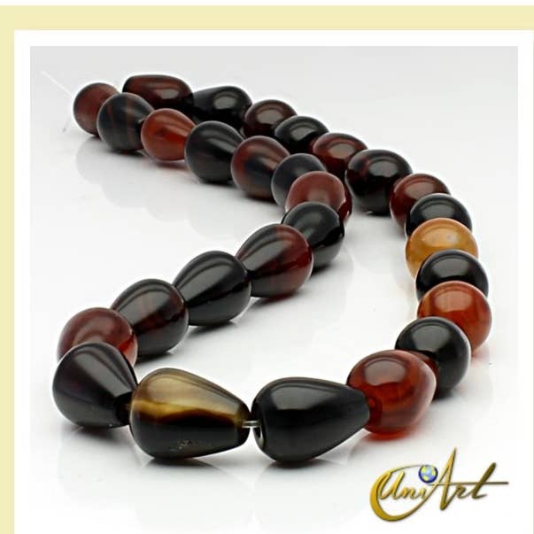 Brauner Achatstrang Birnenschliff 14x10mm für den Großhandel von UniArt