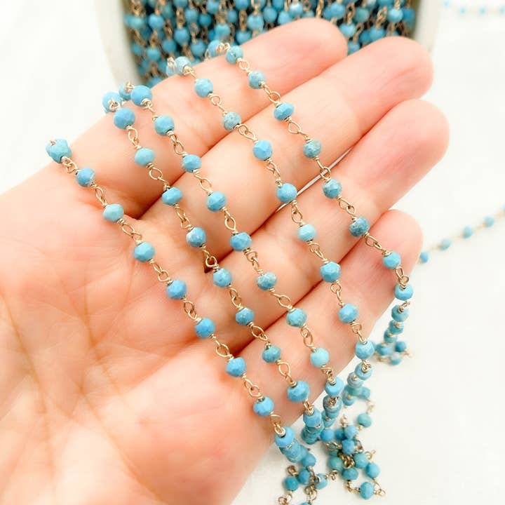 Turquoise Rose Gold Plated Wire Chain. TRQ34 for wholesale by Jewels & Chains