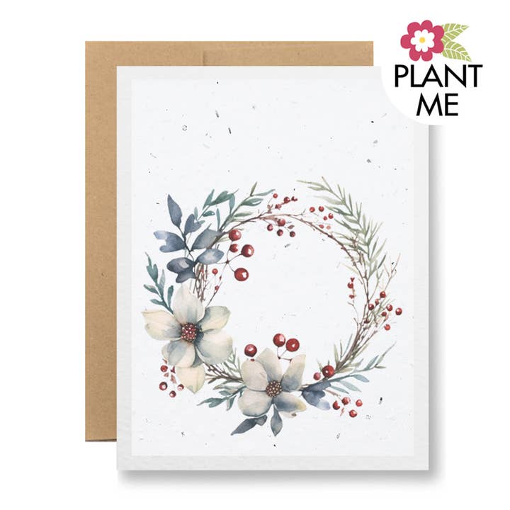 Carte de vœux en papier ensemencé - {couronne d'hiver} pour la vente par Seedy Cards
