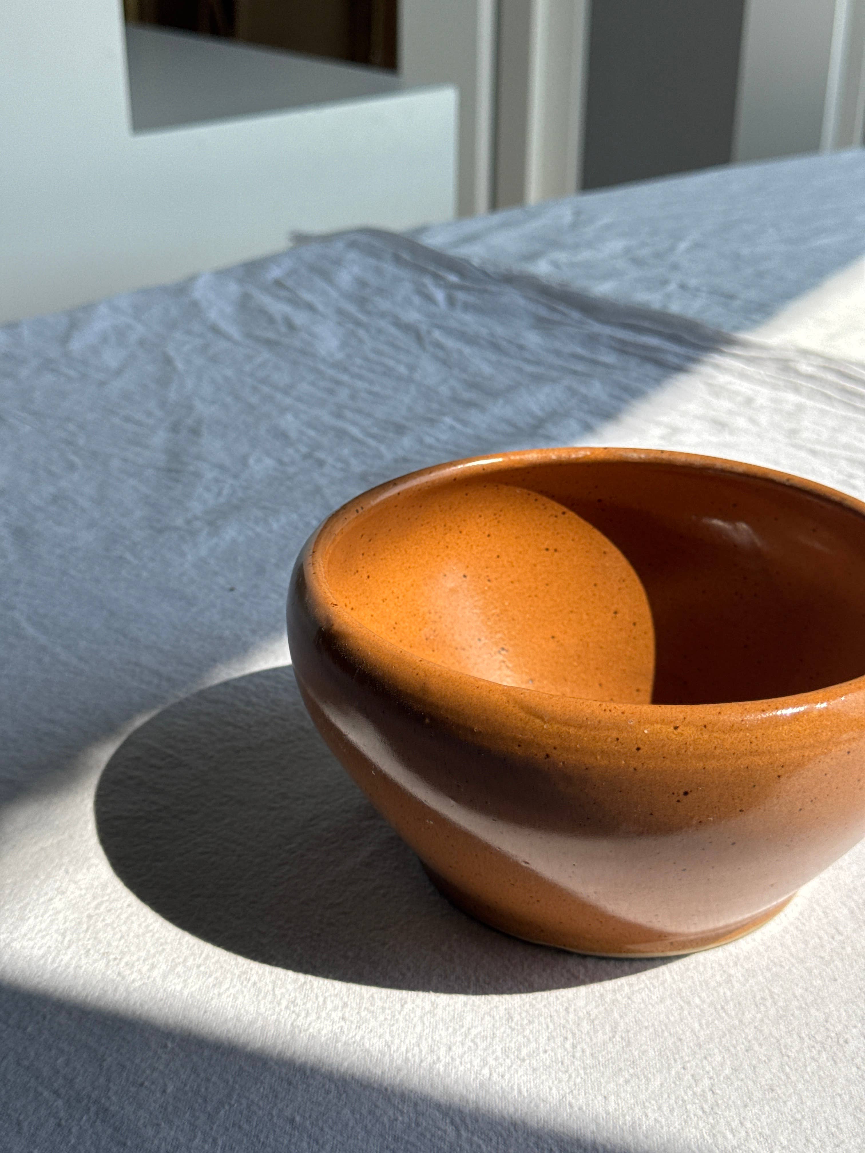 Medium stoneware bowl Digoin Grès Pots France brown orange D17 for wholesale on Faire2