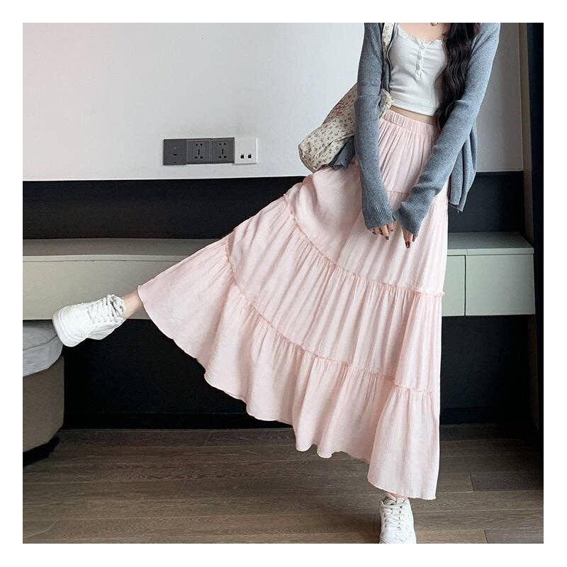 Sheer Trend - Wholesale Skirt - Women's - Tall High Waist A Line Pleated Skirt3