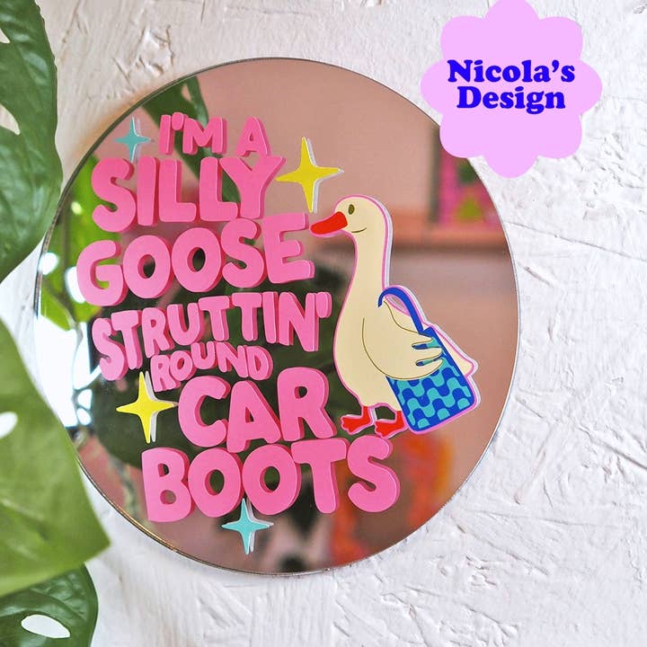 Silly Goose Struttin' Round Car Boot Disc Mirror and other Purchase wholesale baju thrift. Free returns & net 60 terms on Faire trending on Faire.