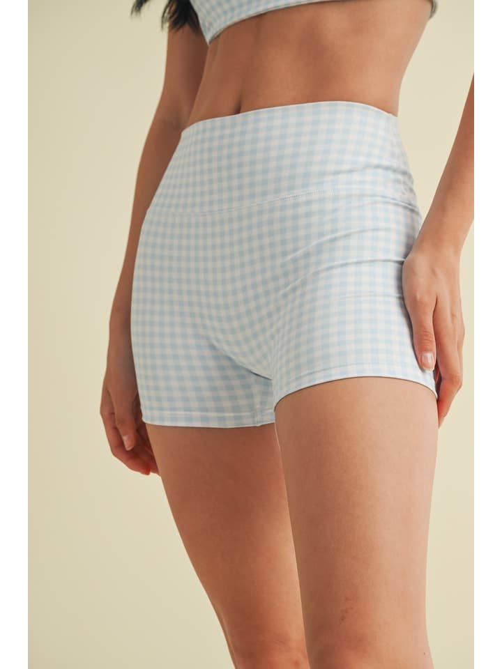 KIMBERLY C - Wholesale Athletic Shorts - Women's - Gingham Print Mid-Rise Mini Shorts37