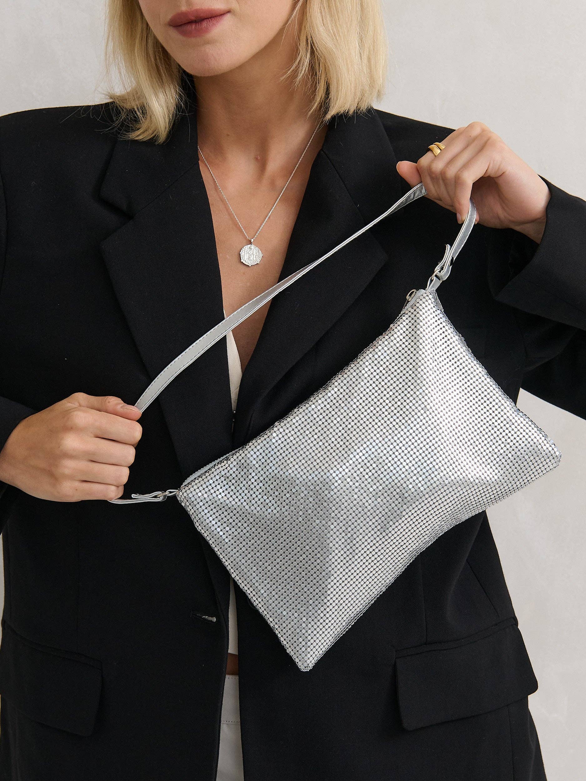 Angels Whisper Accessories - Wholesale Crossbody Bag - Women's - Stella Glomesh Party Bag in Silver4