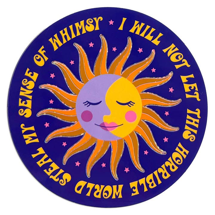 Horrible World Whimsy Sun Moon Holographic Glitter Sticker for wholesale by Krystan Saint Cat