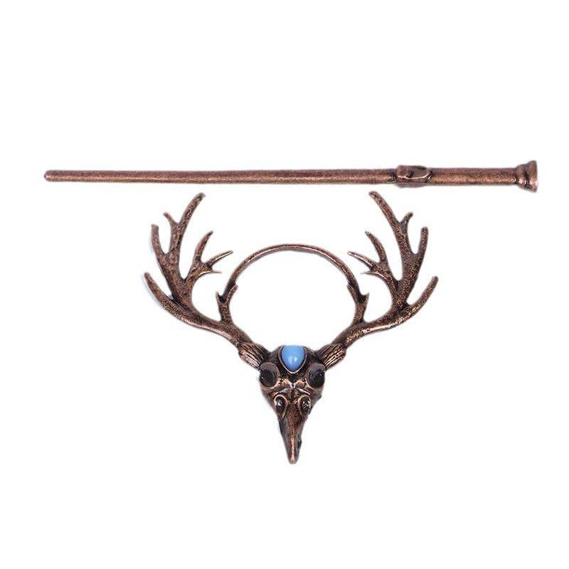 SALINA TRADING INC - Wholesale Hair Pin - Vintage Gothic Raven Skull Antler Hair Stick Hairpin Headpiece5