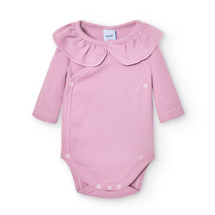Babidu – wholesale Bodysuit (non-footed) – Baby – Ruffle Neck Crossover Baby Bodysuit