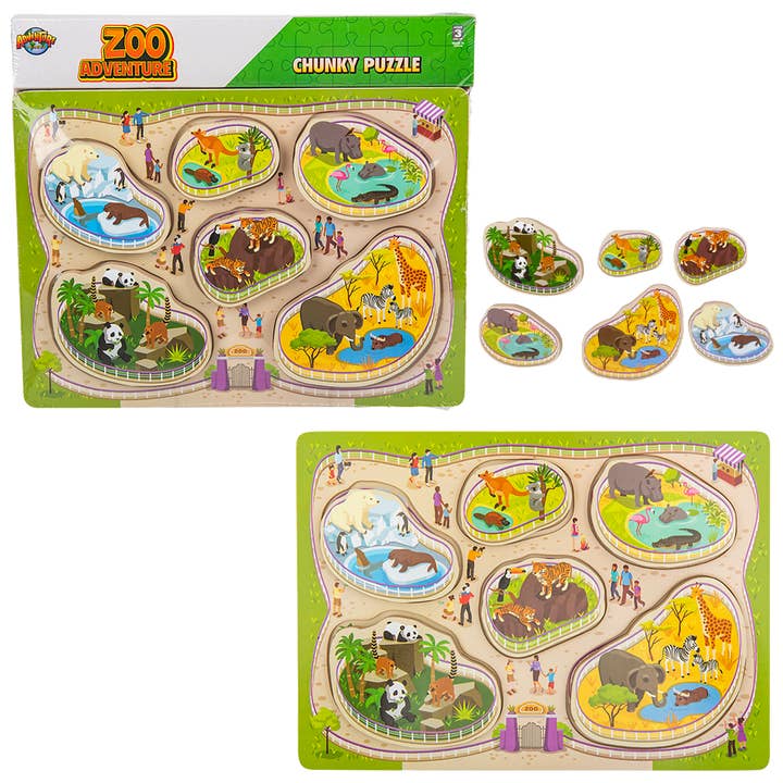 The Toy Network - Wholesale Puzzle - Kids - 11.75" x 10.25" 6PC CHUNKY BUILD A ZOO PUZZLE3