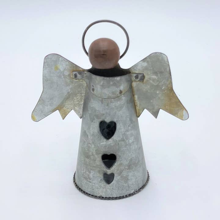 Home Kreation by KK dba Kraft Klub – Objeto de mesa decorativo por atacado – ANJO VINTAGE ESTANHO COM CORAÇÃO RECORTADO 5,25X2,8X60