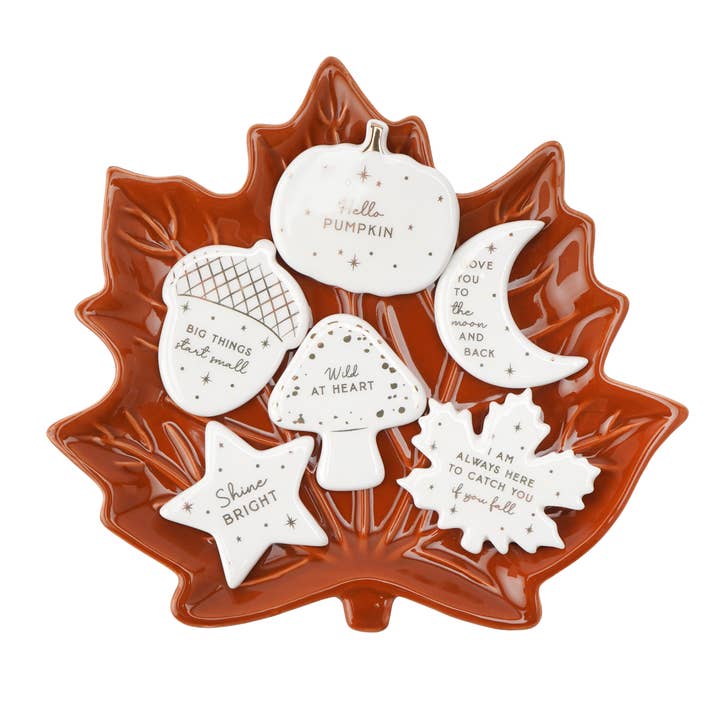 Snuggle Season Mini Ceramic Pocket Tokens In Dish for wholesale by CGB Giftware