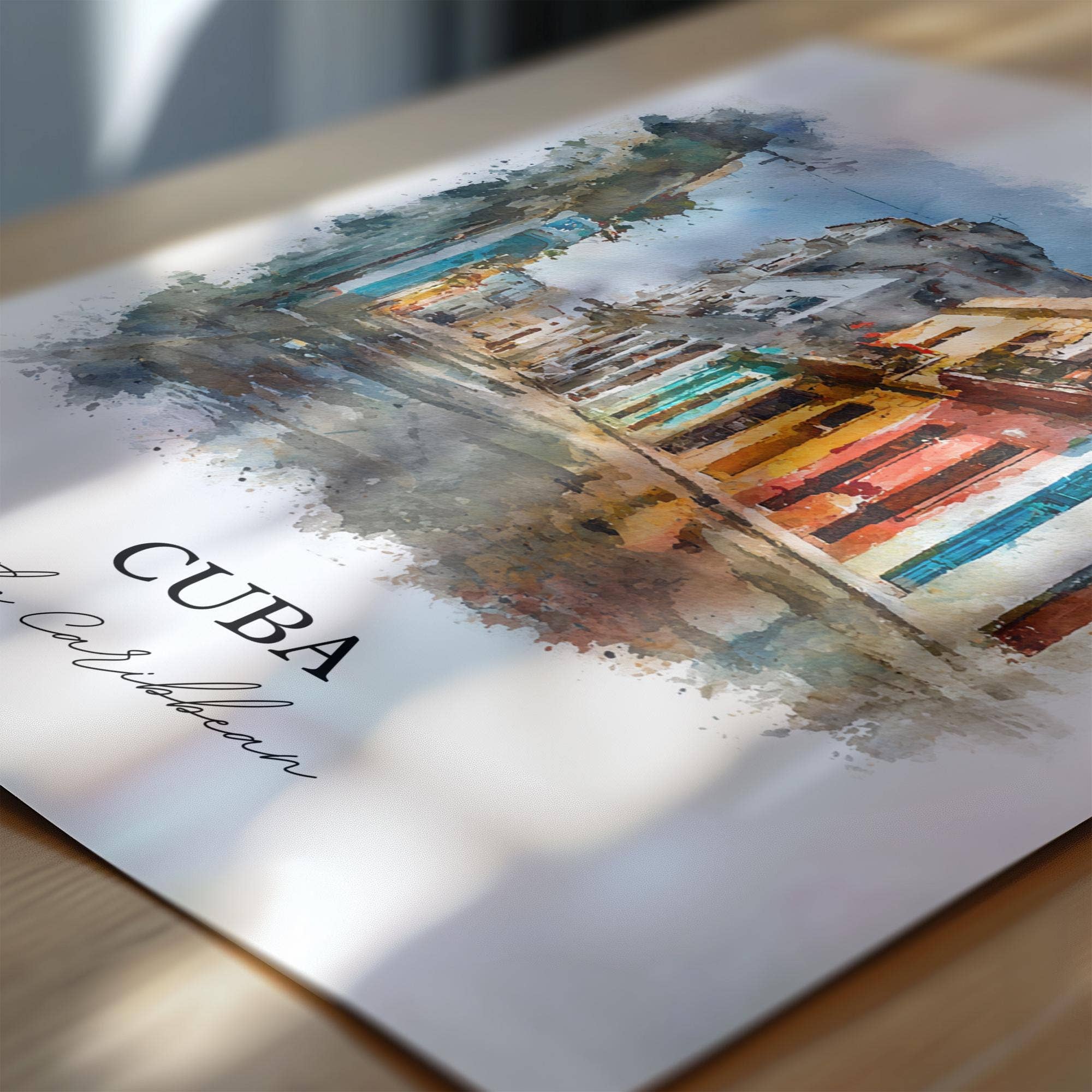 Premium Travel Art - Wholesale Art Print - Cuba Wall Art, Cuba Print, Cuba Watercolor Art, Cuba Country Gift, Travel Print, Travel Poster, Housewarming Gift1