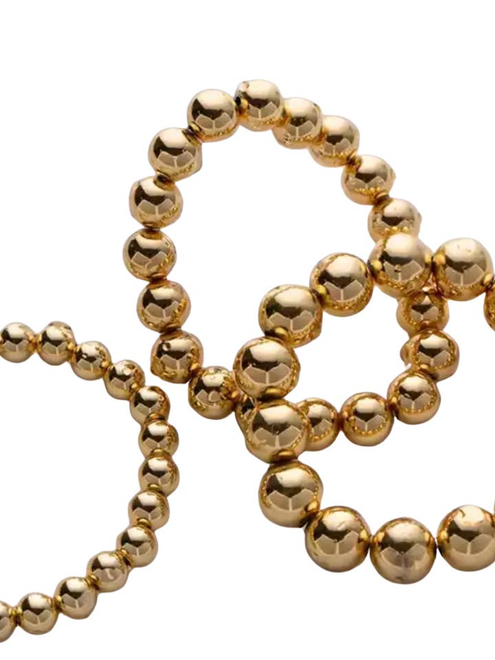 Beads Bracelets- 14KGold Stainless steel stretch Waterproof for wholesale by HoopLa