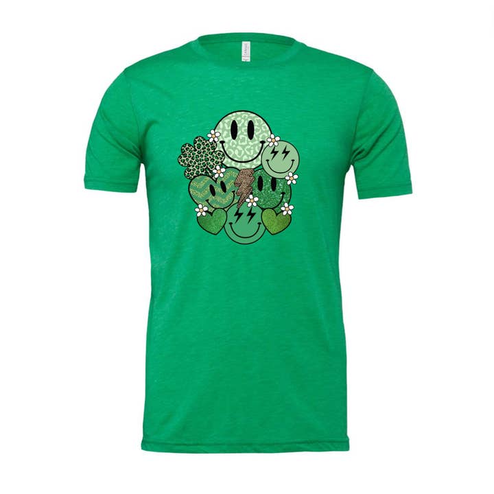 Kiki's Boutique - Wholesale Screen Printed T-Shirt - Women's - Smiley Faces St. Patty's Day Tee3