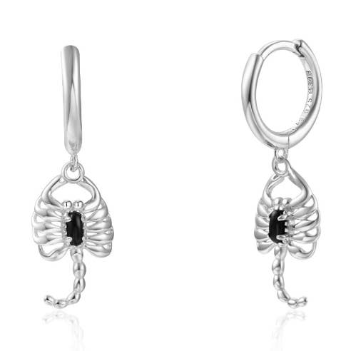 Long earrings scorpion black onyx 11mm silver for wholesale by Buganto