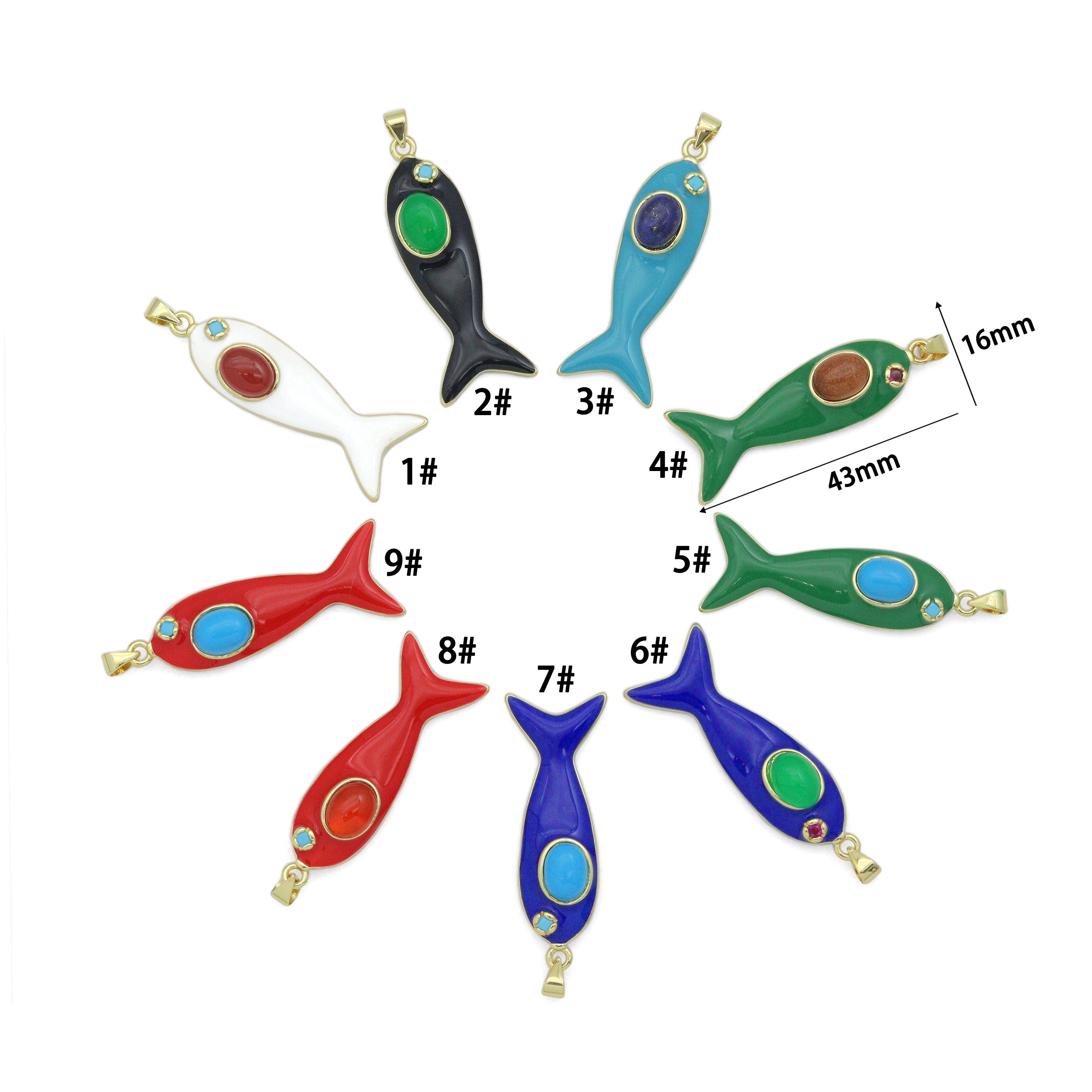 BestBeads&Beyond - Wholesale Individual charm/pendant - Colorful Enamel Fish Pedant For Necklace Bracelet Jewelry Making Supply, Fish Charm, Sku#LK12811