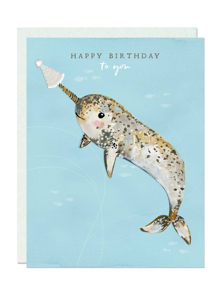 Feliz cumpleaños, tarjeta de felicitación Narwhal para venta al por mayor de Darling Lemon