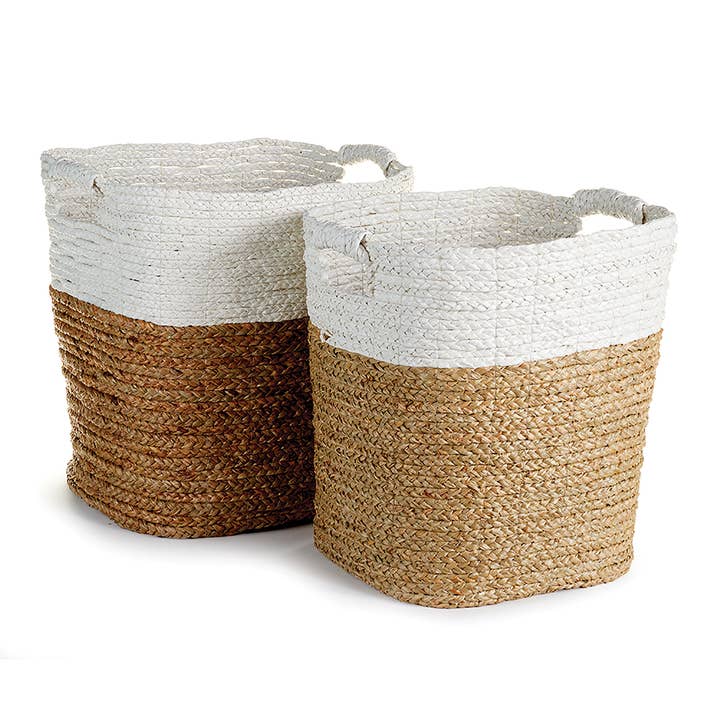 Madura Rectangle Baskets Set of 2, White for wholesale by Napa Home & Garden