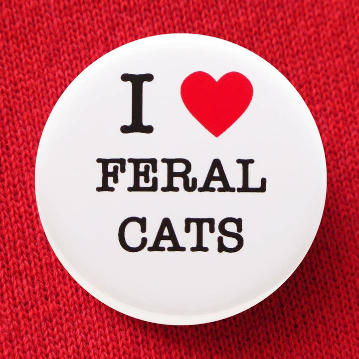 JAG ÄLSKAR FERAL KATTER Pin 1,25" Knappar Katträddare Gåva för wholesale av Word For Word Factory