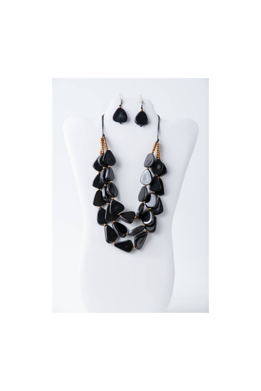 TaguArtsy – wholesale Smycken – Zaley Three Stranded Organic Tagua halsband och örhängen4