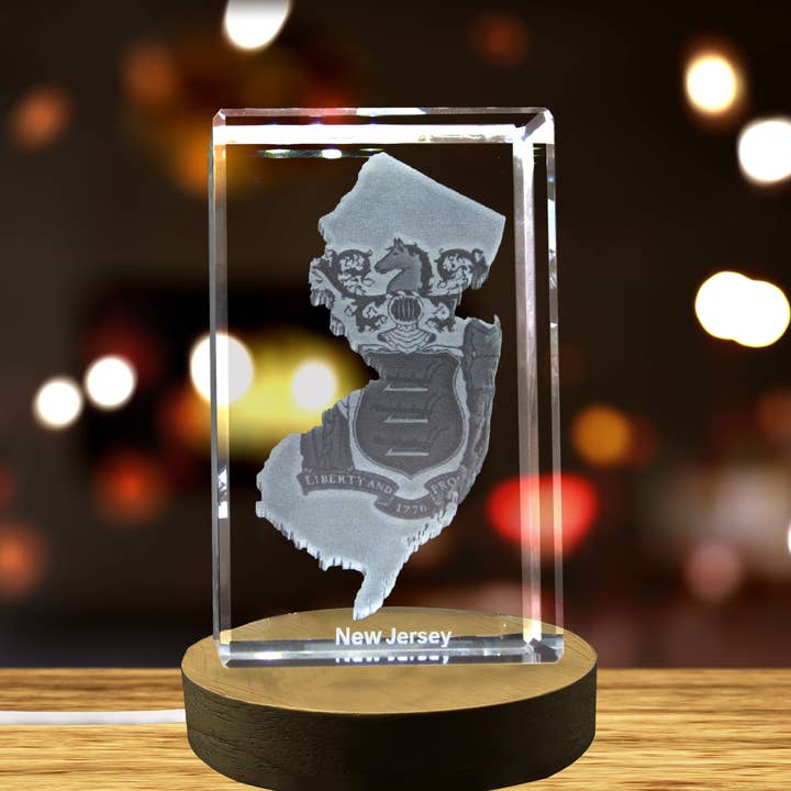 AB Crystal Collection - Wholesale Decorative Figurine - New Jersey 3D Engraved Crystal Keepsake/Gift/Decor1