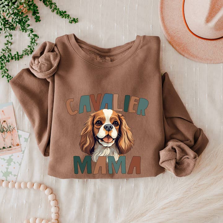 Cavalier King Charles Spaniel Dog Mom Garment Dyed Comfort Colors Sweatshirt (Color) for wholesale by Verita Culture
