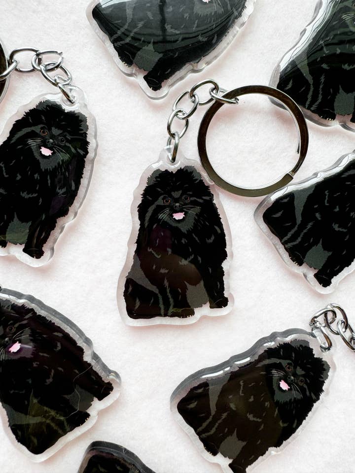 Pomeranian (black) Keychain for wholesale by Our Cheery Corner