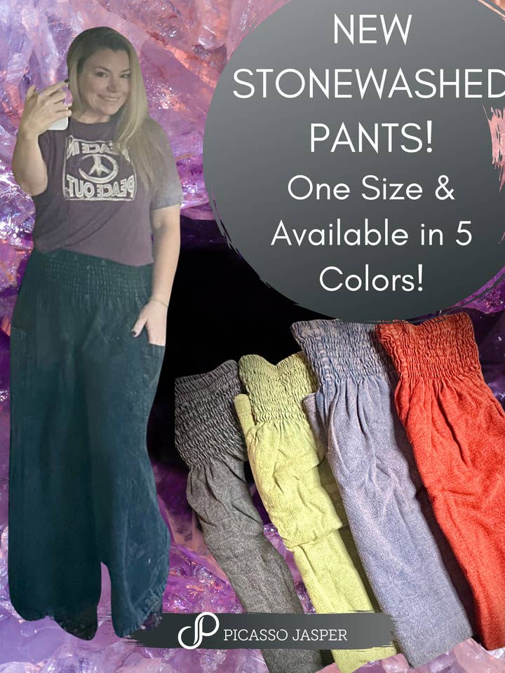 Picasso Jasper - Vendita all'ingrosso Pantalone - Donna - Pantaloni Magici a Due Tasche in 100% Cotone, Stonewashed3