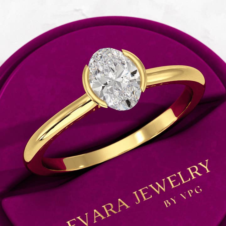 0.70 Carat Oval Cut Diamond Dainty Statement Ring for wholesale by Evara Jewelry
