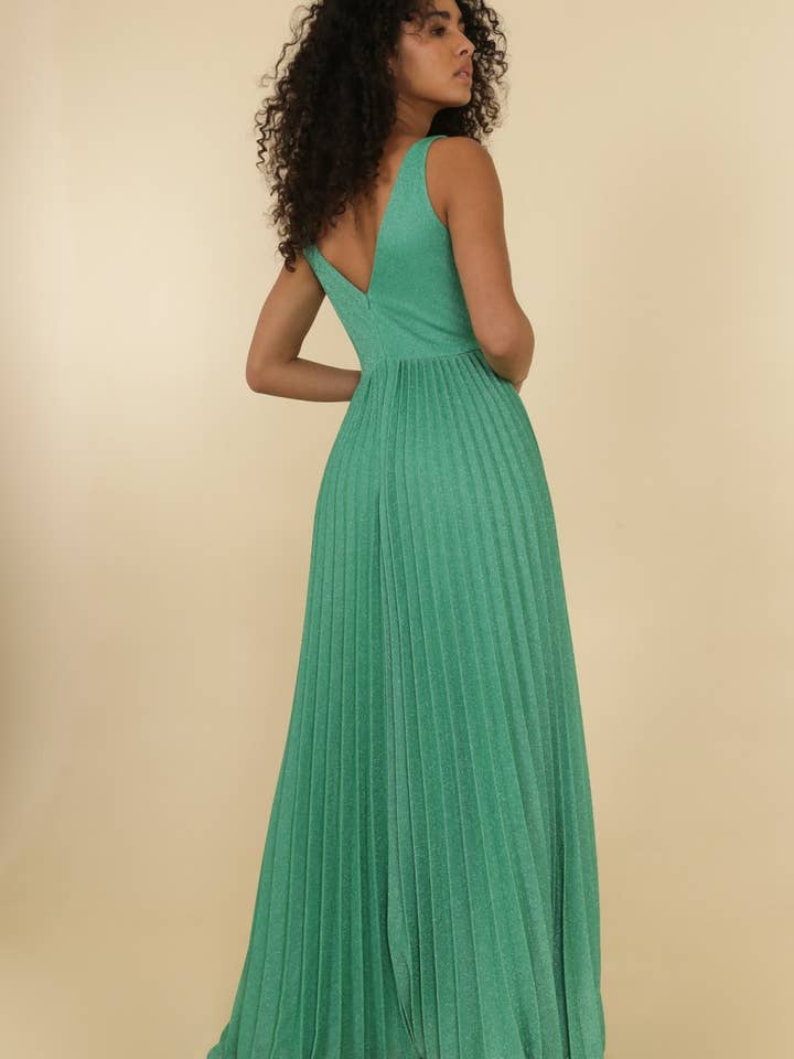 Lautinel - Wholesale Gown - Women's - V-neck pleated evening dress R18327