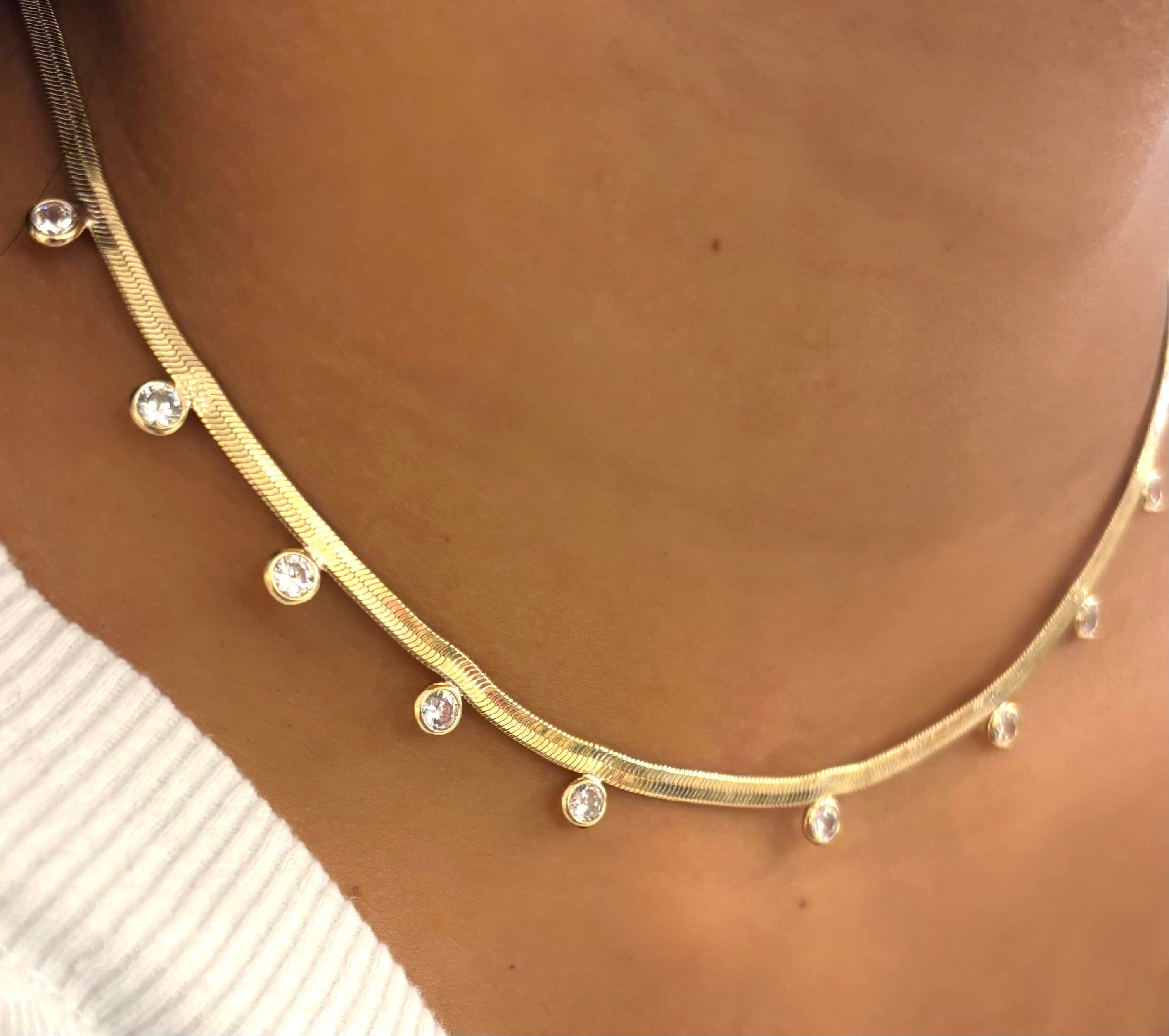 Nora James jewelry - Wholesale Link & Chain Necklace - Scarlett - 18k gold filled herringbone chain necklace1