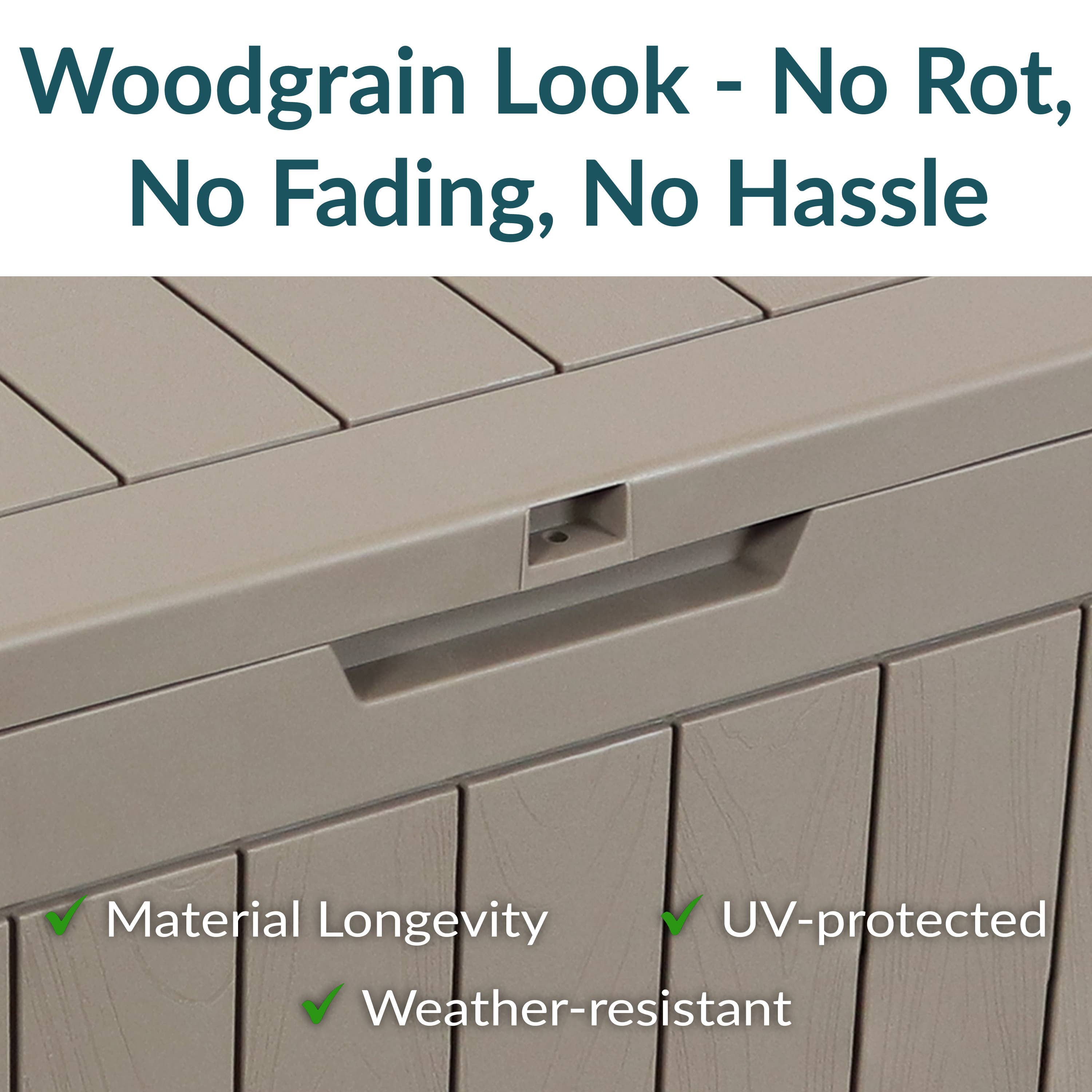 Sunnydaze Decor - Wholesale Outdoor Ornament/Decor - 32 gal Faux Wood Plastic Outdoor Storage Box - Driftwood4