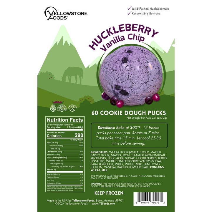 Yellowstone Foods - Wholesale Cookie - Huckleberry Vanilla Chip Cookie Frozen Dough Pucks1