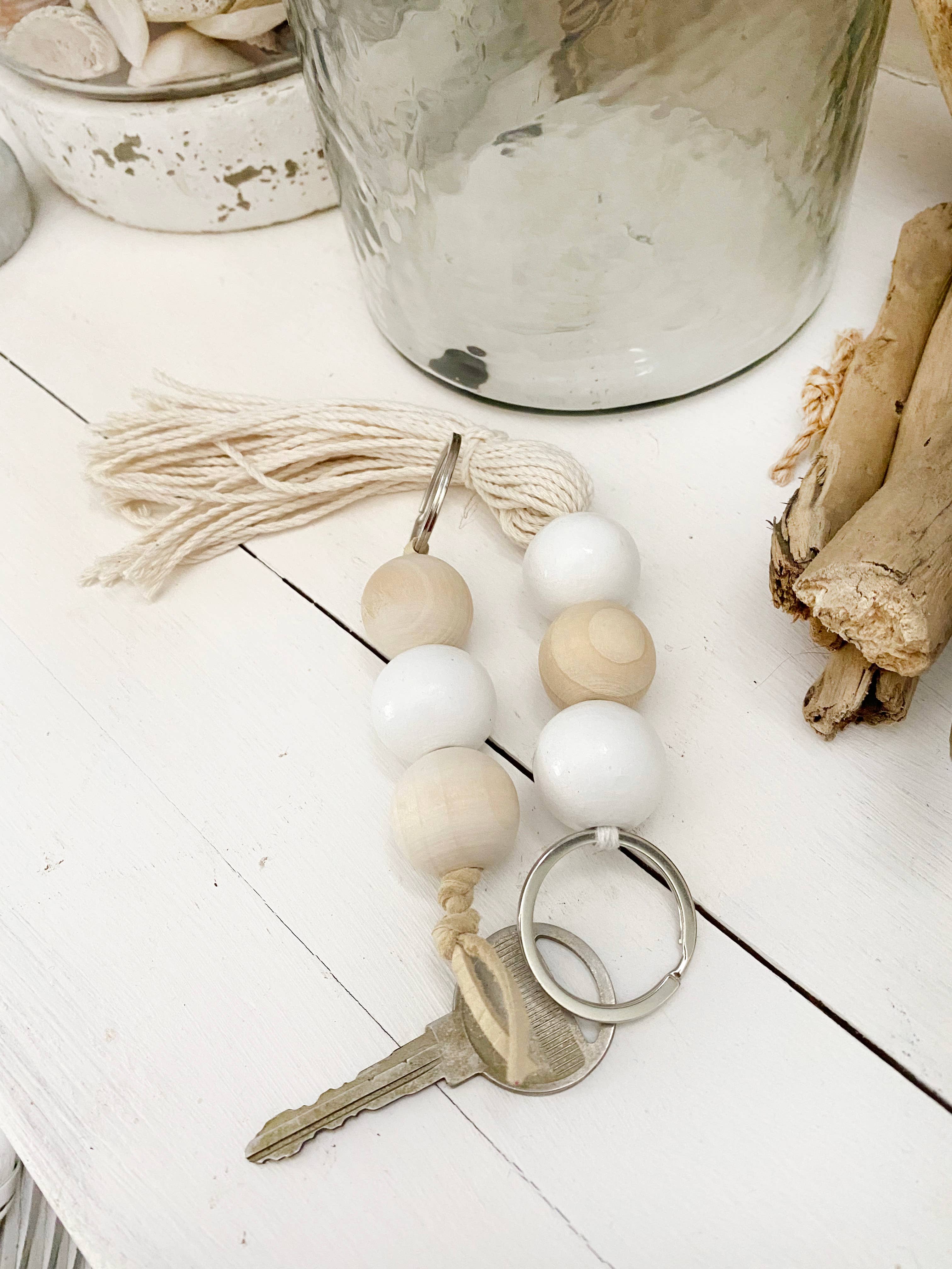 Simply Styled Art - Vente Porte-clés – femme - Porte-clés géométrique de perles de bois bohème10