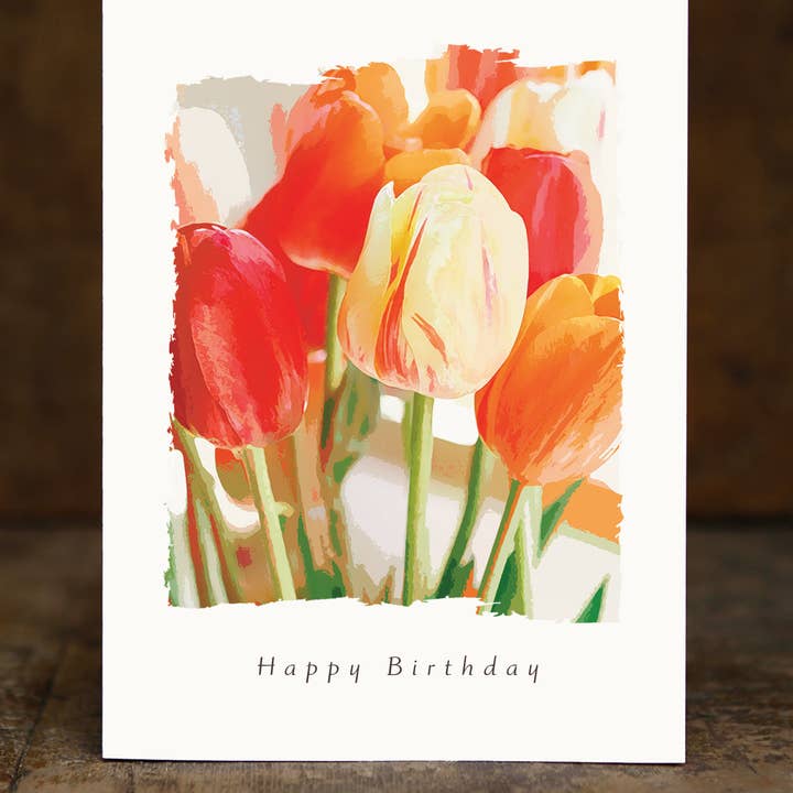 Sugarhill Card Co – Großhandel Geburtstagskarten – Künstlerische Geburtstagskarte mit Tulpen auf Premium-Papier
