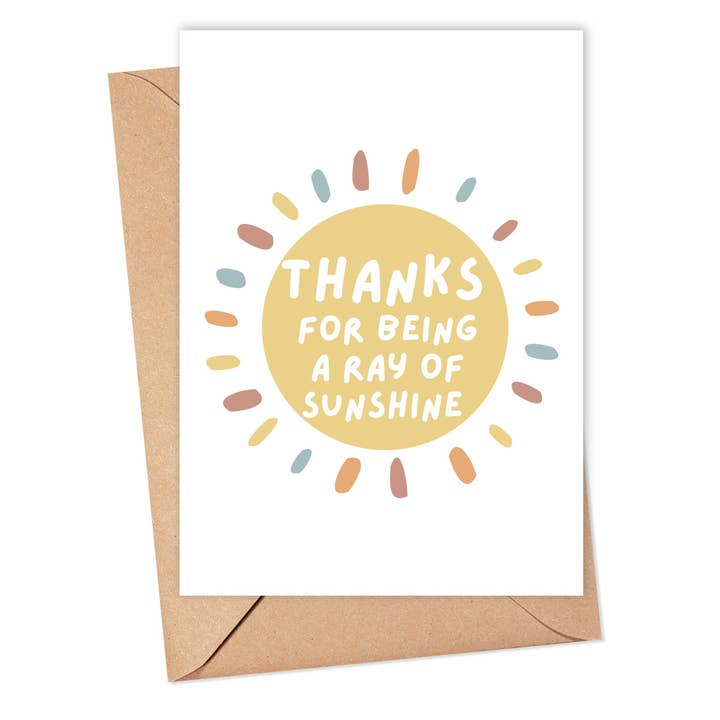 Thank You Card Sun Encouragement Greeting Cards for Women for wholesale by R is for Robo