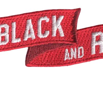 The Black & Red embroidery 3.75" W x 1.25" H Patch(Not an Iron-on Patch) for wholesale by HEDi
