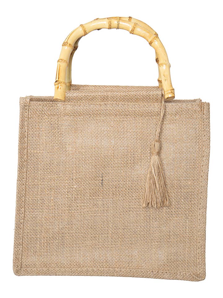 Sac fourre-tout en jute Ratan Handle Native Design pour la vente par MYS Wholesale Inc