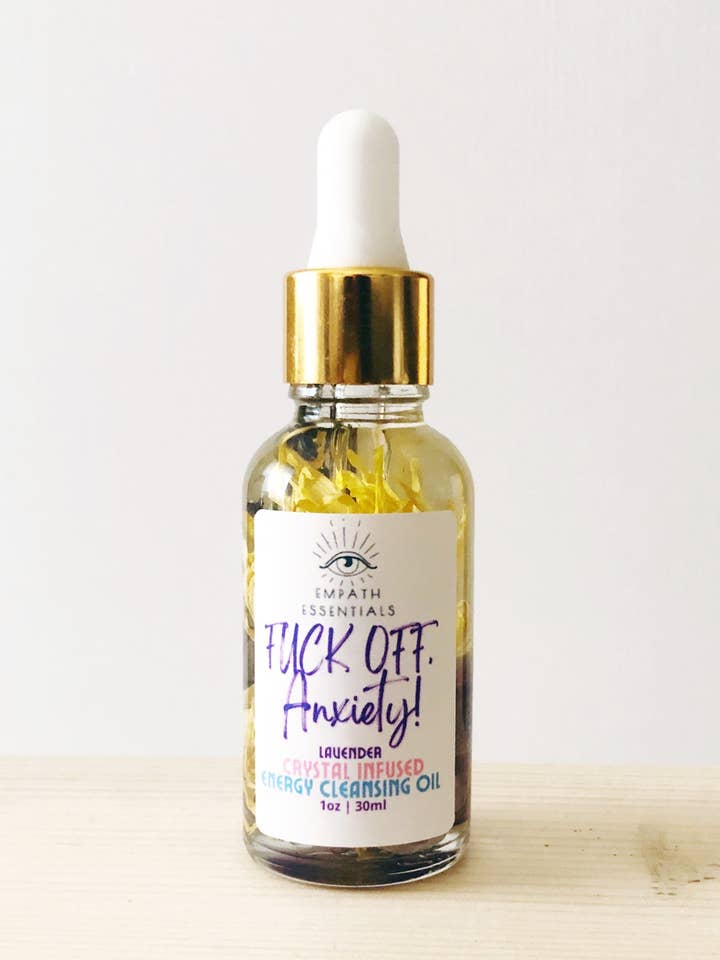 FUCK OFF, Anxiété ! Compte-gouttes d'huile nettoyante énergétique pour la vente par Empath Essentials