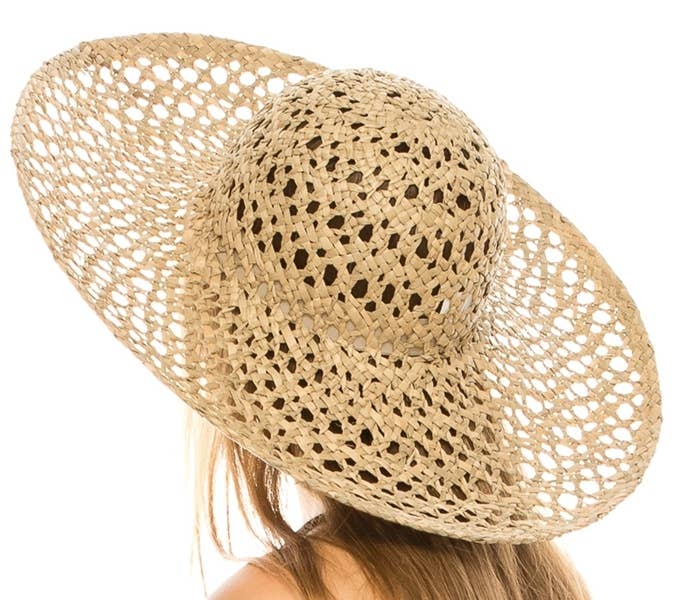 NATURAL Open weave seagrass straw hat Peakaboo open weave design for wholesale on Faire